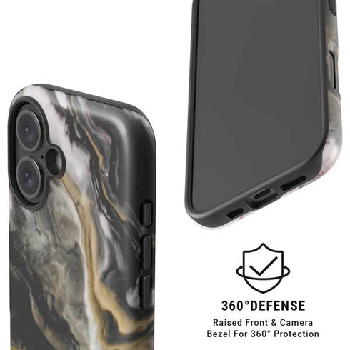 Gold Blush Marble Ink iPhone 16 Plus Magsafe Impact Case